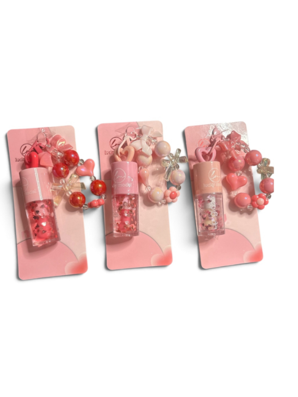 Beaded keychain Lip Gloss set of 3